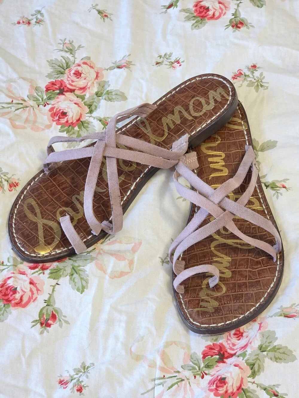 ​Sam Edelman Pink Fabric Multi Strap Flat Gladiator Sandals Sz 8.5 Boho-Chic - Picture 6 of 11